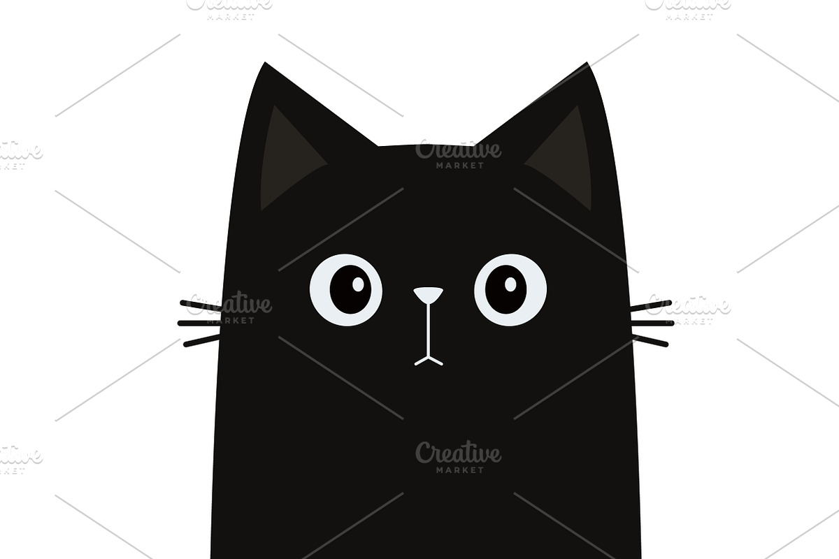 Cute funny cat. Yellow eyes. Vector, an Animal Illustration by Worldofvector (Photo 2 of 2)