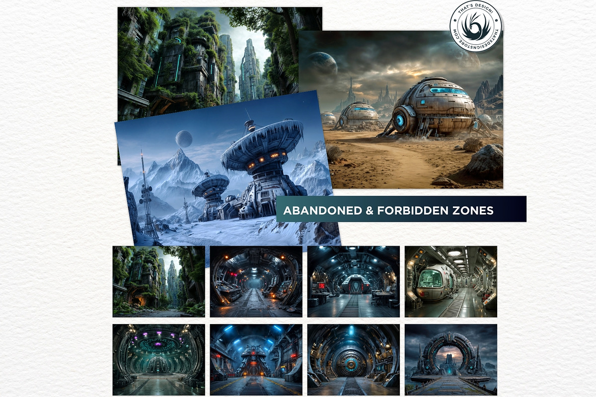 Sci-Fi Backdrops Digital Papers, a Decorative Illustration by ThatsDesignArt (Photo 12 of 14)