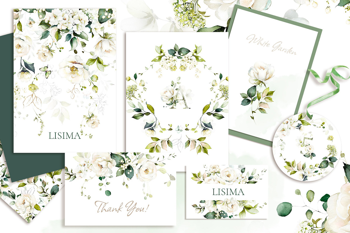 White Roses Wedding watercolor, a Decorative Illustration by Lisima (Photo 2 of 12)