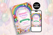 Rainbow Birthday Invitation, a Stationery Template by M9 Design (Thumbnail 2 of 4)