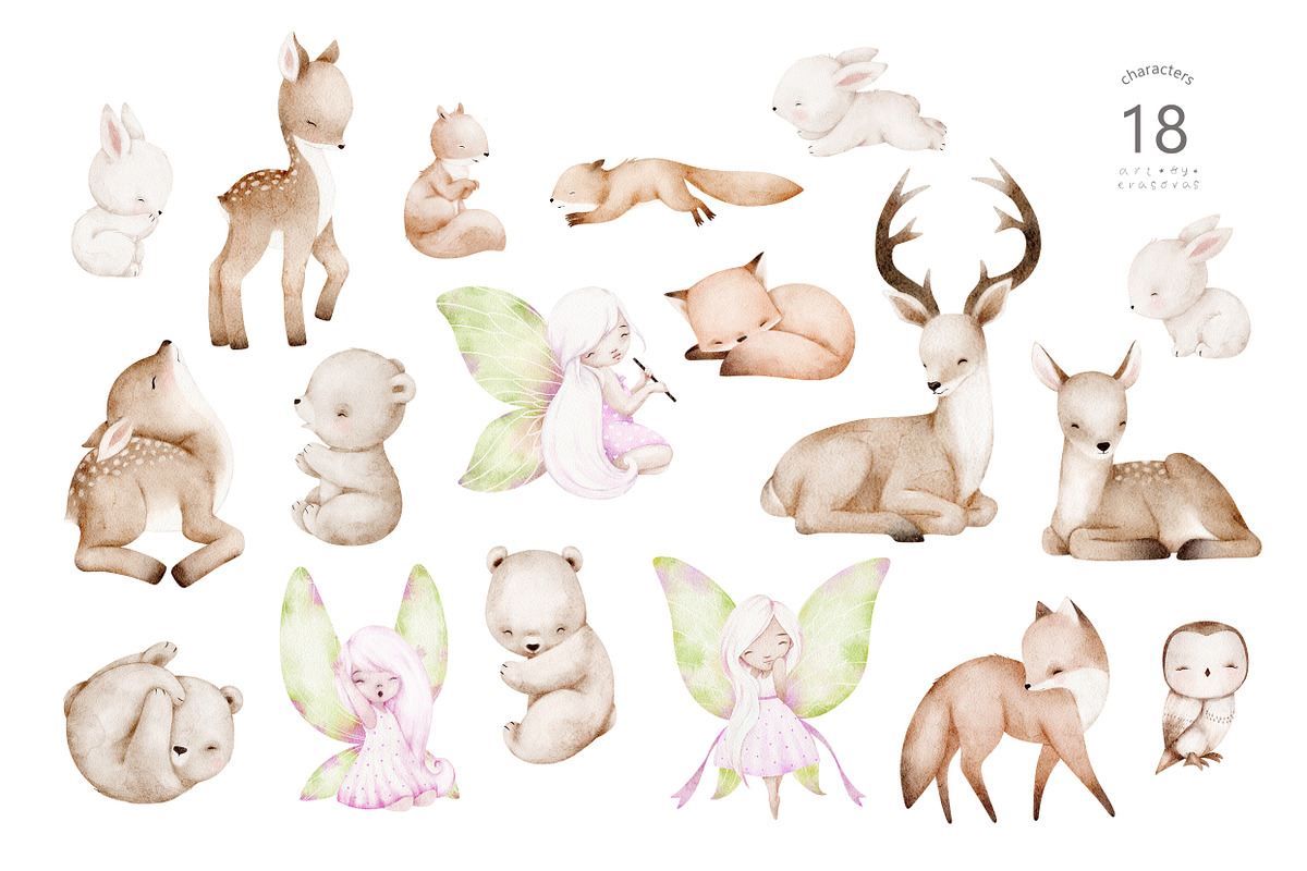 SPRING MELODY watercolor set, an Animal Illustration by erasovas (Photo 3 of 13)