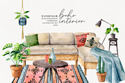 Watercolor boho interior, an Illustration by Natalia Fedorova (Thumbnail 1 of 8)