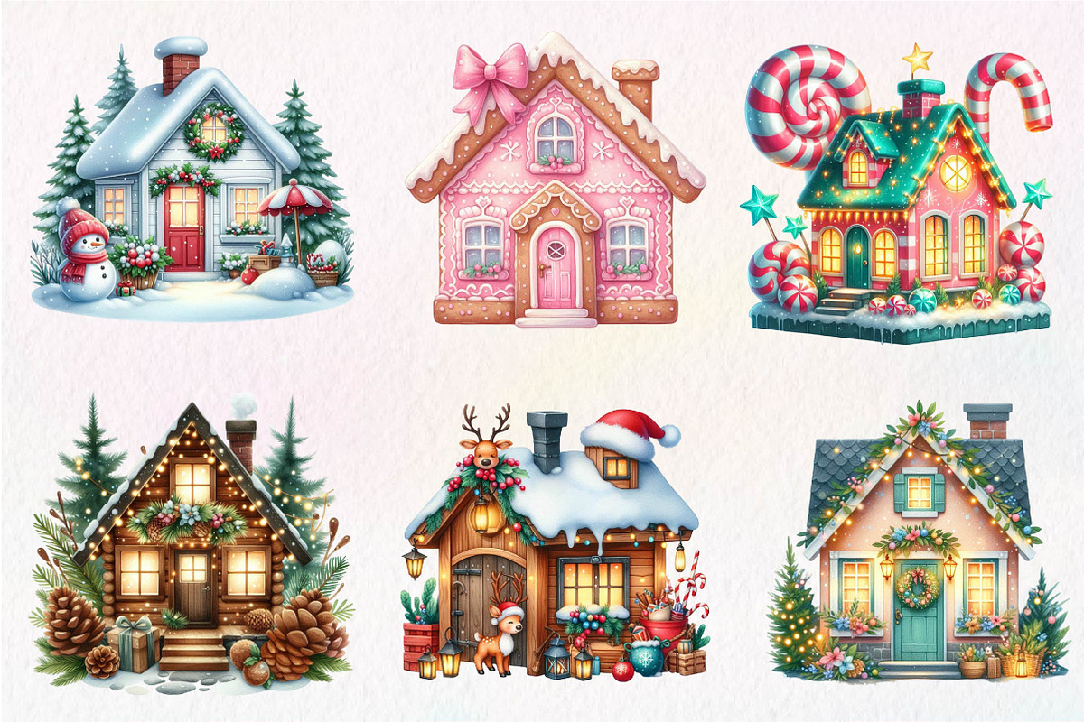 Christmas House Sublimation Clipart, an Illustration by Dream Creation (Photo 6 of 7)