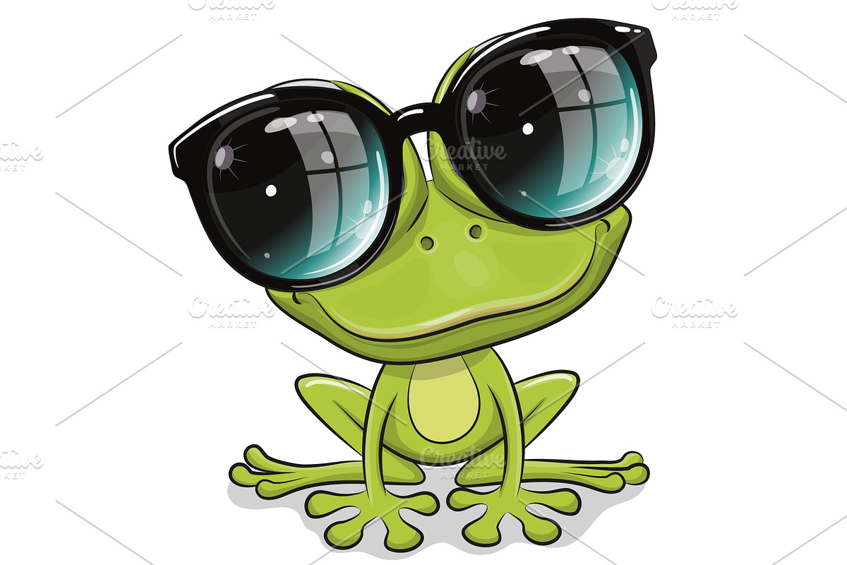 Cartoon Frog in sun glasses, an Animal Illustration by Regina Art (Reginast777)
