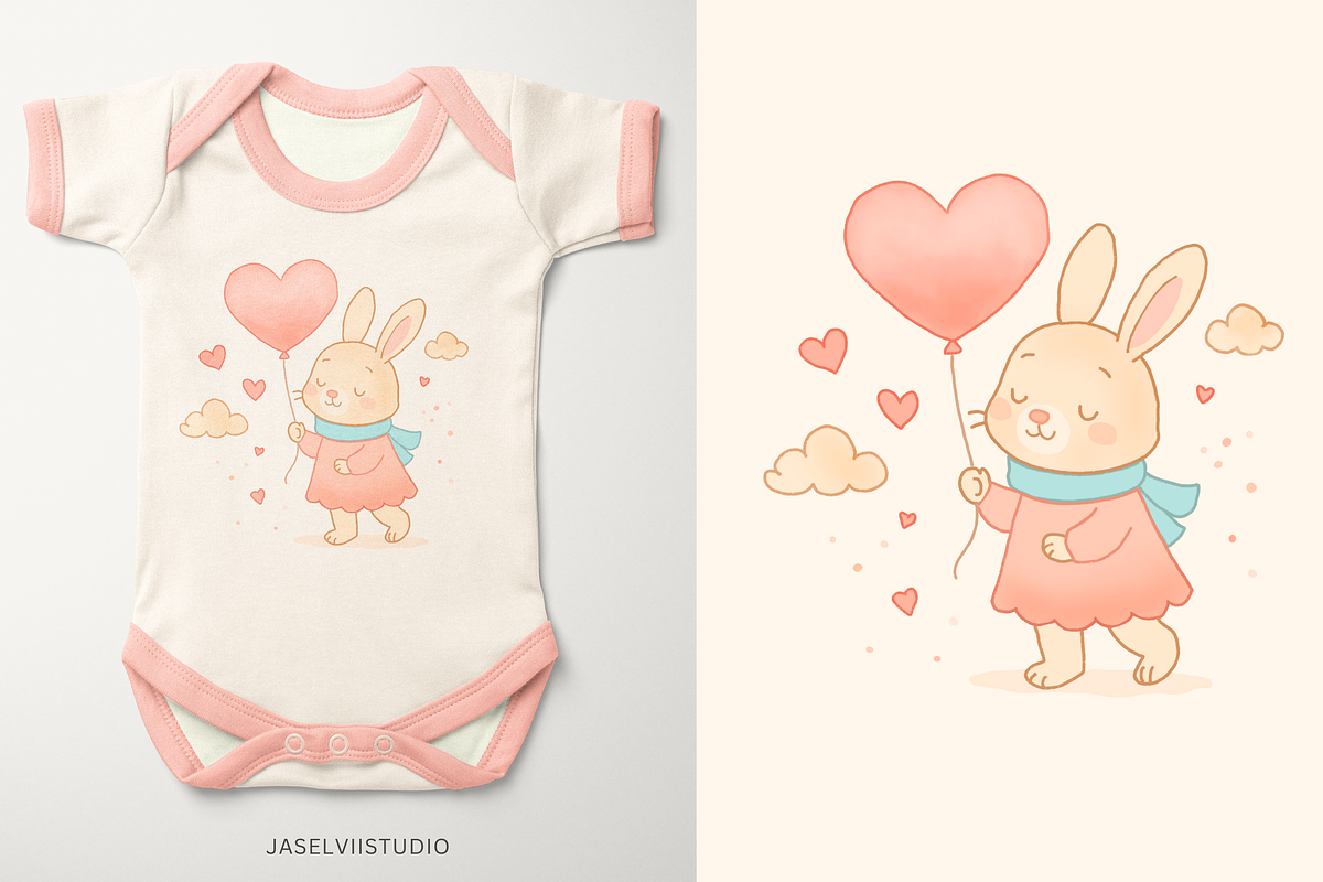 Bunny Valentine - Cream, a Pattern Graphic by Jaselvii Studio (Photo 4 of 5)