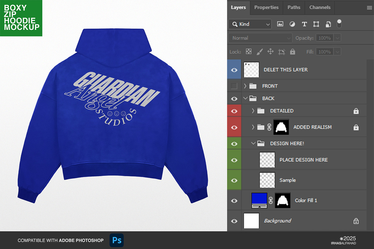 Zipper Hoodie Mockup | Boxy Cut, a Hoody Mockup by Irhasalfahad (Photo 4 of 5)