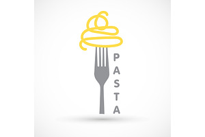logo pasta and fork spaghetti icon food design