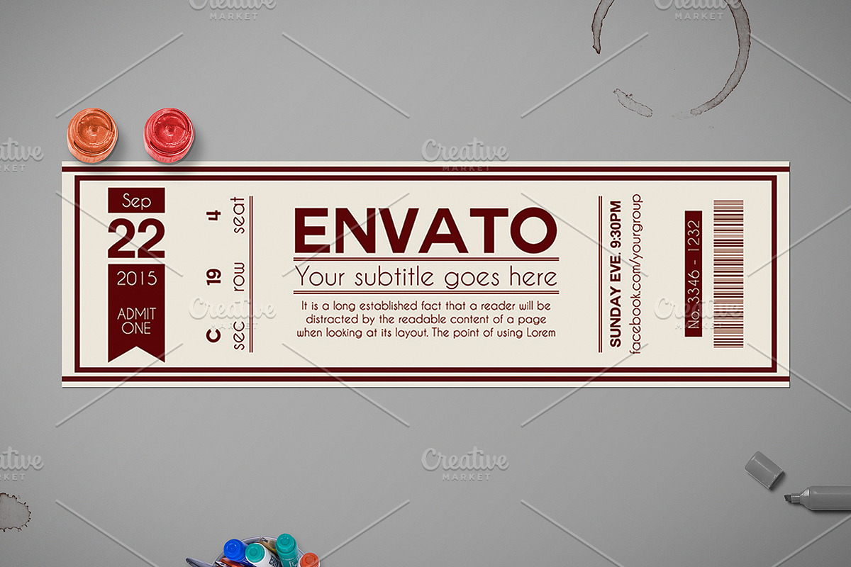 Multipurpose retro ticket 01, a Card Template by Tzochko (Photo 5 of 5)