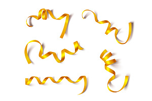 Curly golden silk ribbons set, an Object Illustration by art PVP - market