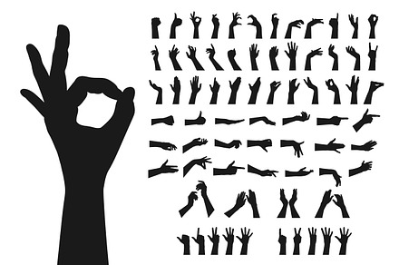 Big Set of Hand Silhouettes, a Person Illustration by PsychocheArt