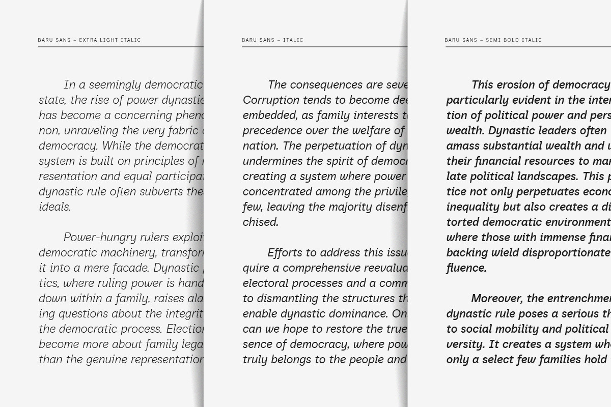 Baru Sans Geometric Font Family, a Sans Serif Font by Kereatype (Photo 6 of 19)