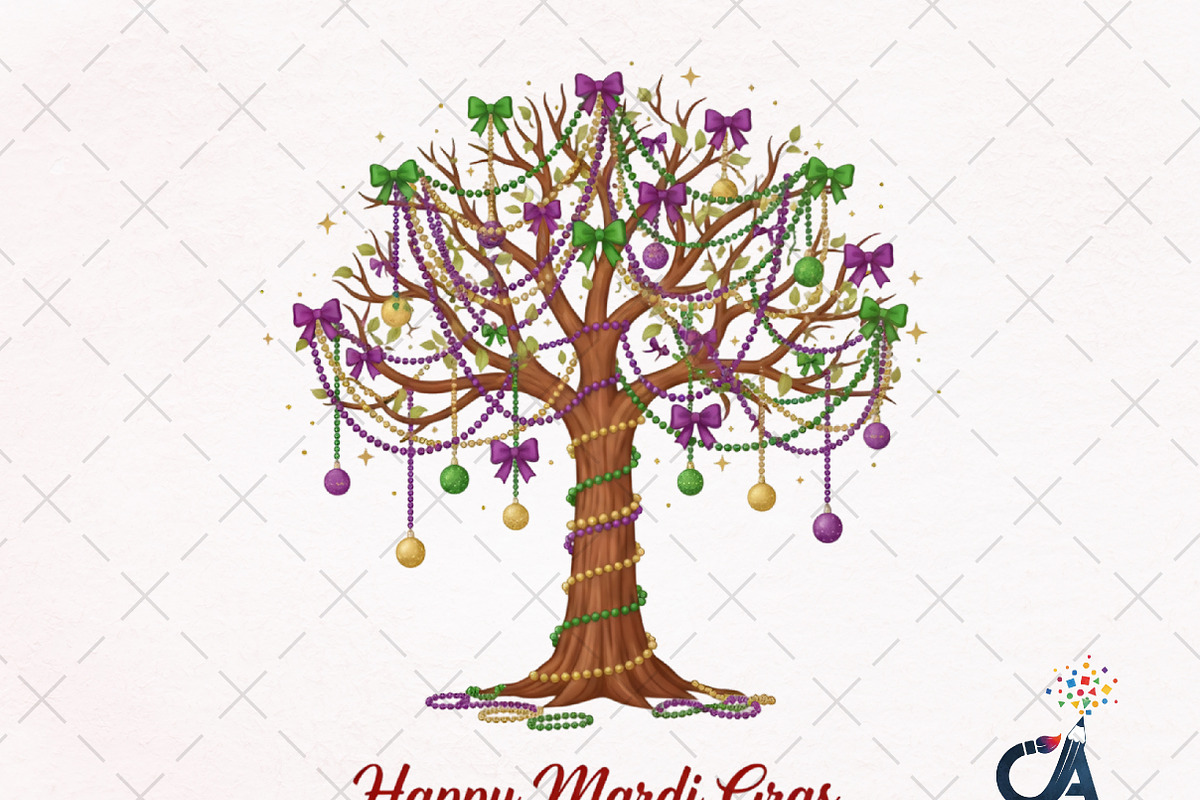 Coquette Mardi Gras Tree Png, an Illustration by Creative Art (Photo 1 of 6)