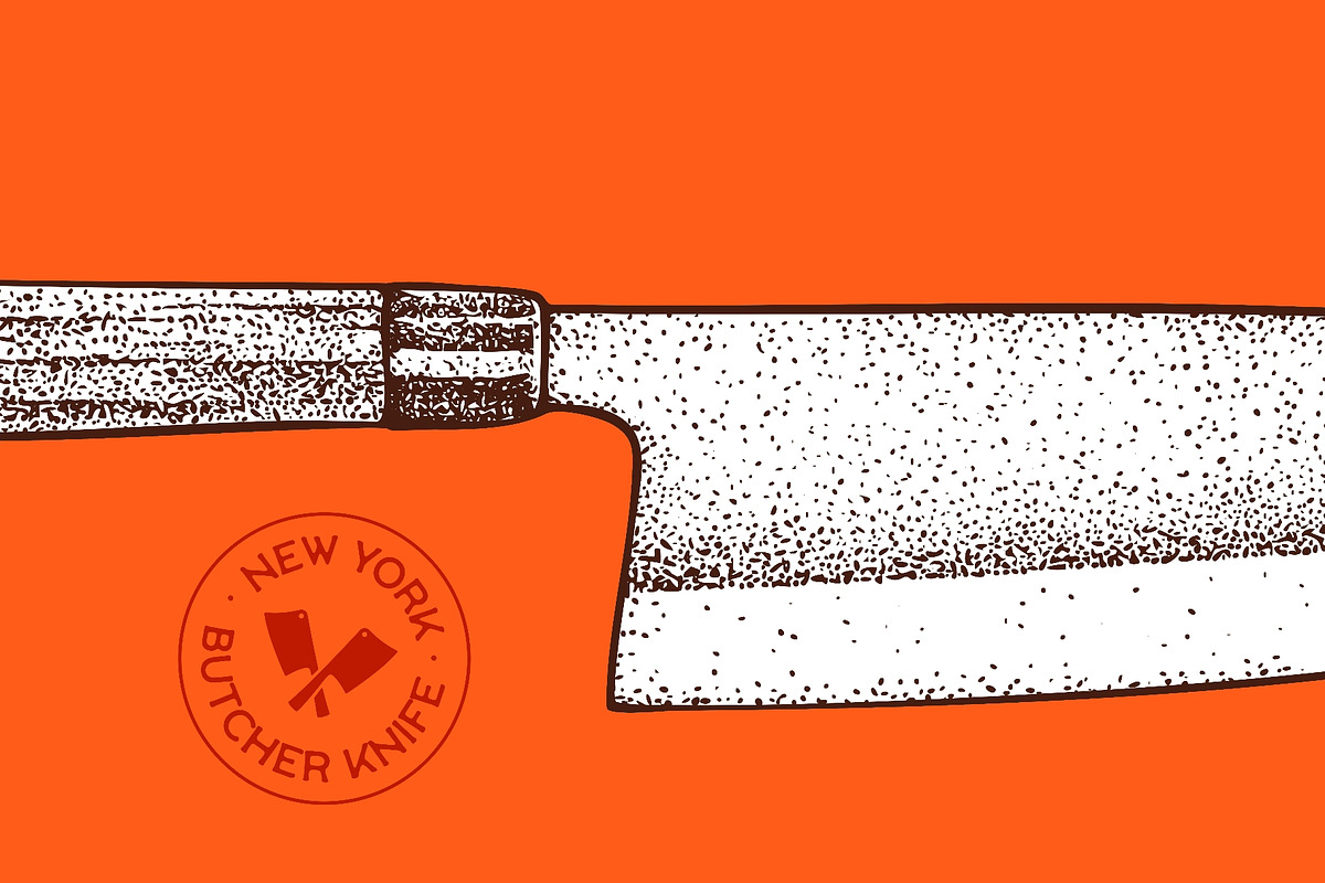 Butcher Knife. Hand drawn sketch, a Food Illustration by Foxys Graphic (Photo 2 of 3)
