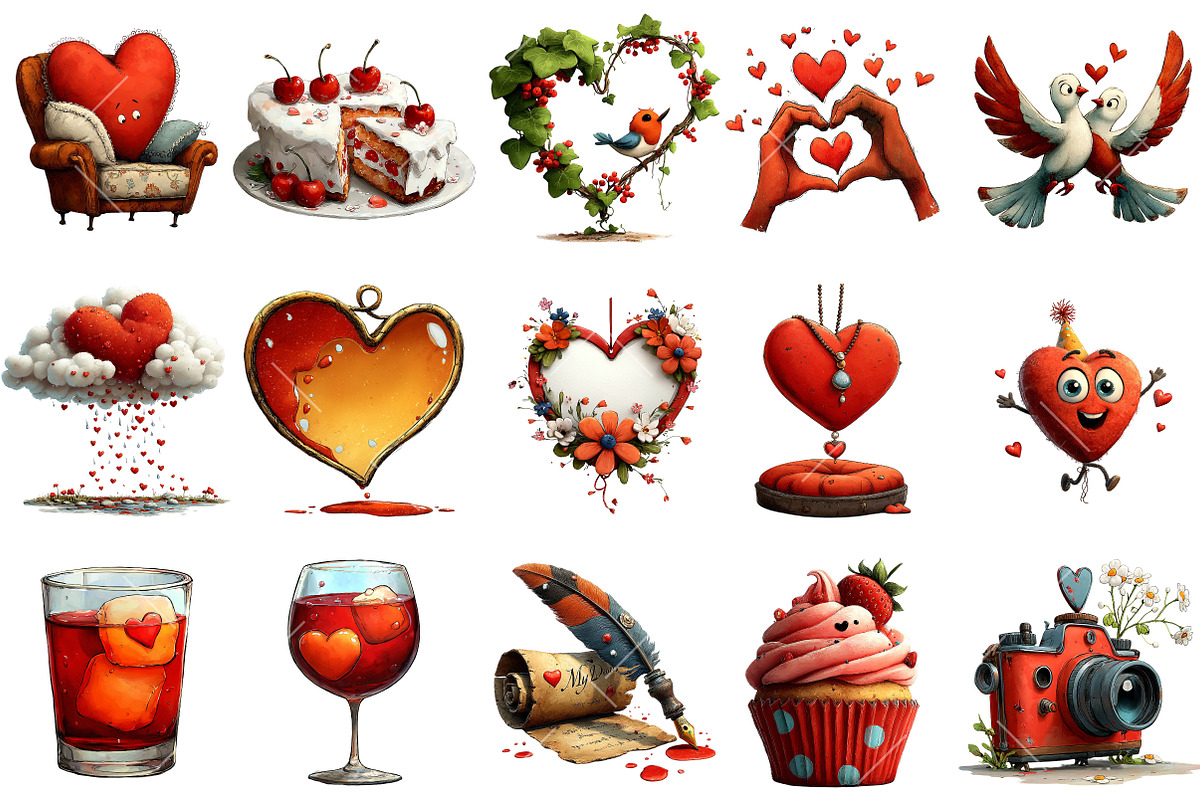 Whimsical Valentines Clipart, an Illustration by OK Design (Photo 3 of 6)