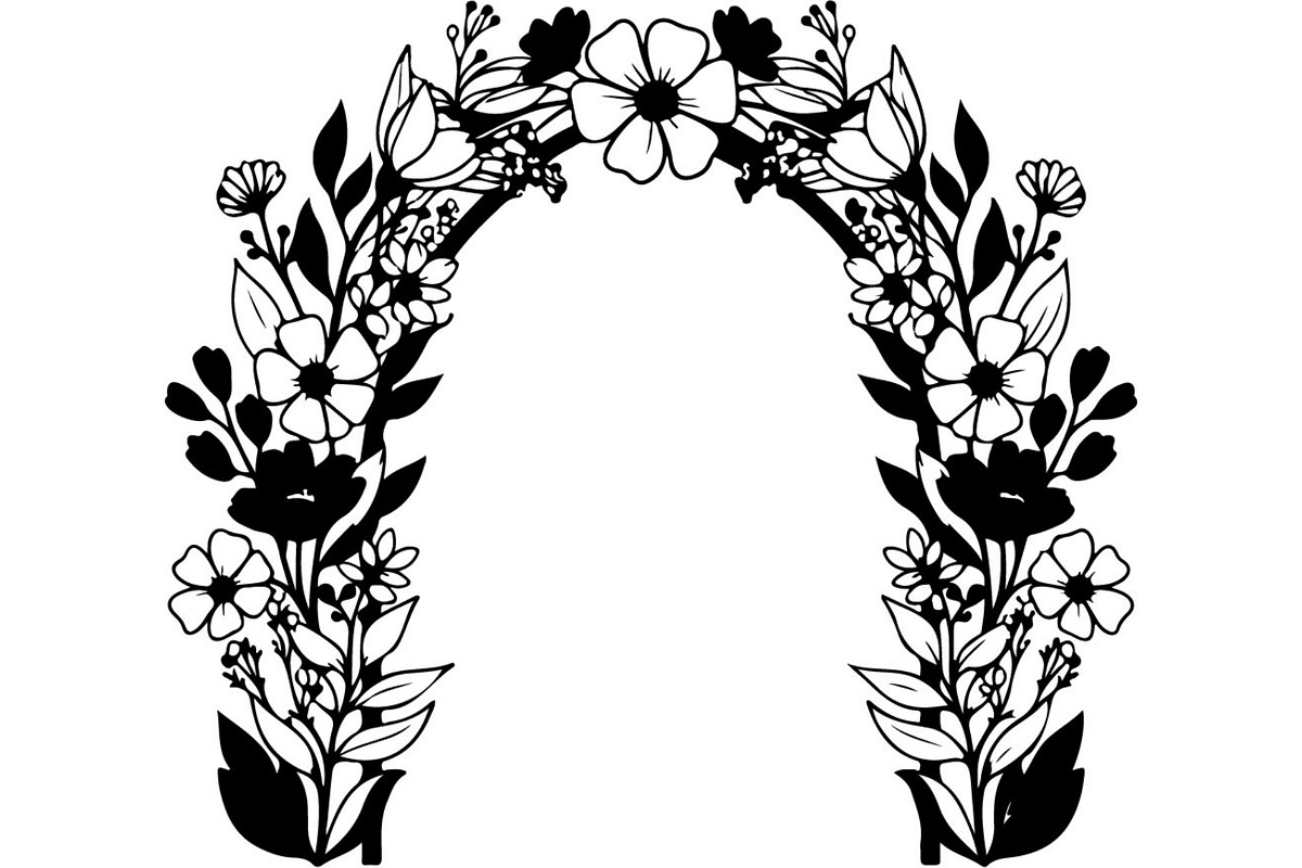 Floral Heart Circle WreathBlack Set, a Seasonal Illustration by Designer_Momina (Photo 14 of 18)