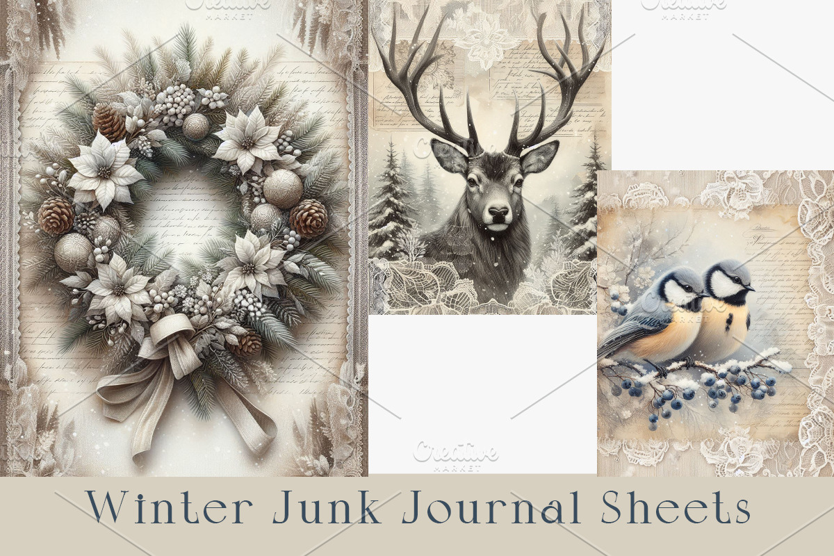 Winter Forest Junk Journal 12 Pages, a Seasonal Illustration by GalaDesign03 (Photo 3 of 6)