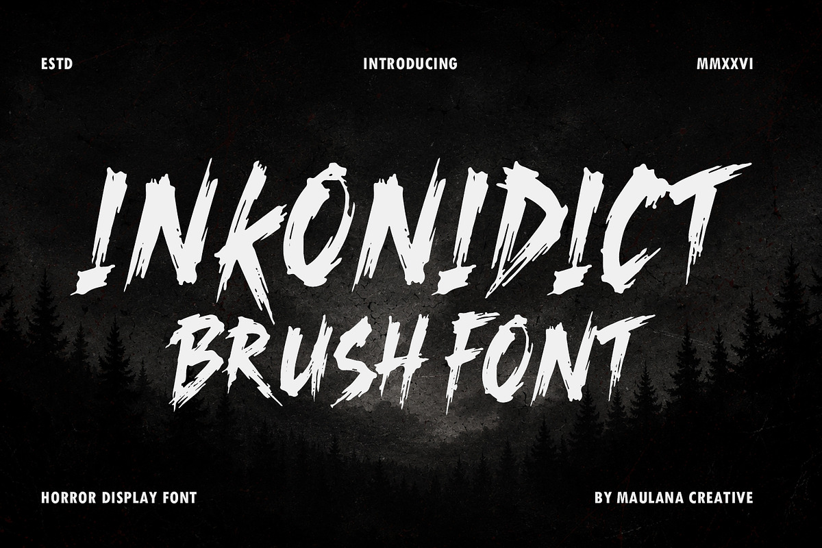 Inkonidict Horror Brush Halloween, a Handwritten Font by Maulana Creative (Photo 1 of 7)