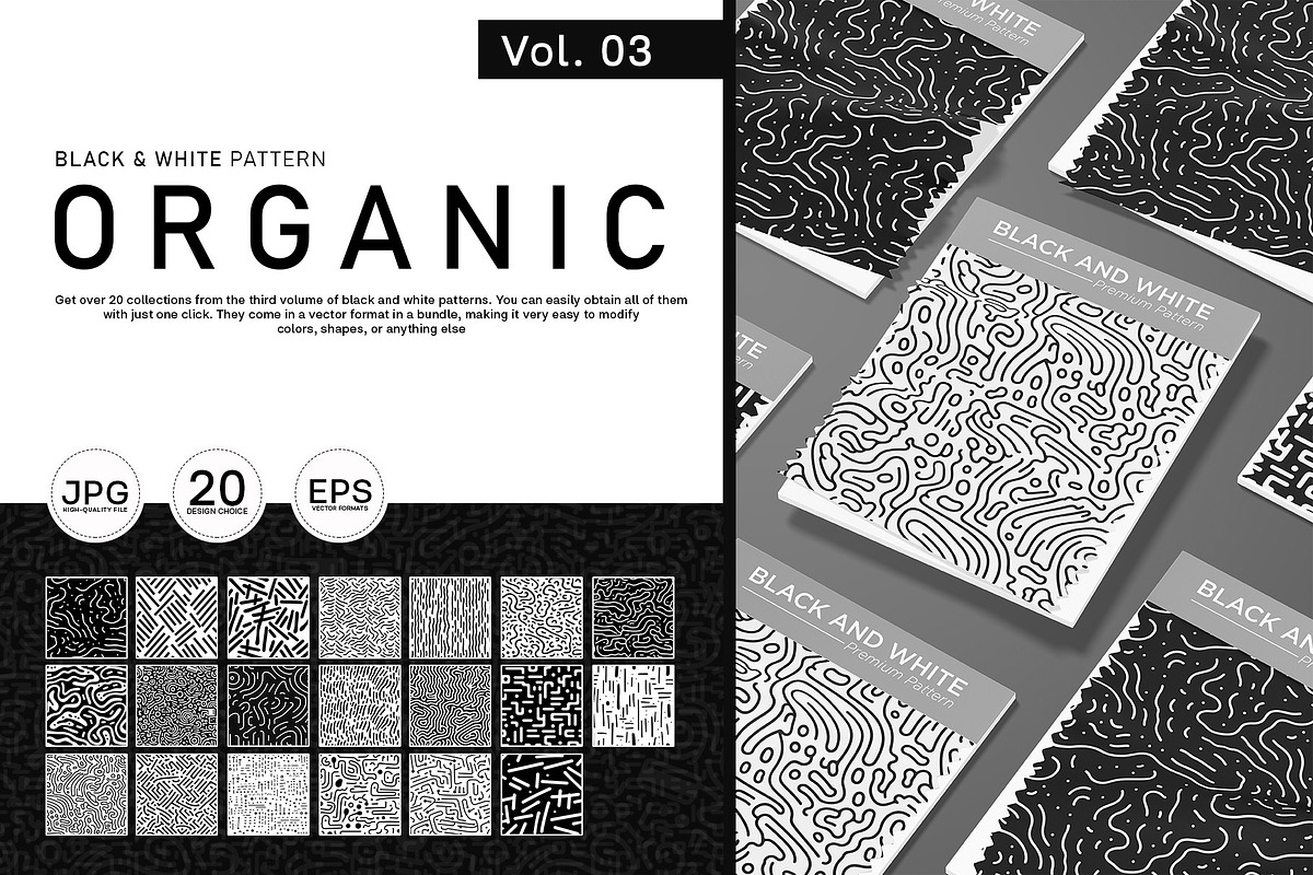 Chic Monochrome Pattern Sets, a Pattern Graphic by Vibrand Studio (Photo 2 of 12)