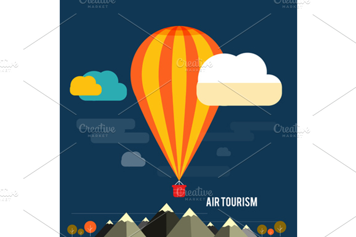 Hot air balloon flying