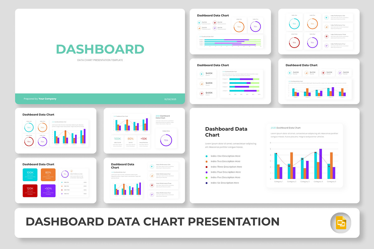 Dashboard Data Chart Google Slides, a Presentation Template by Premast (Photo 1 of 4)