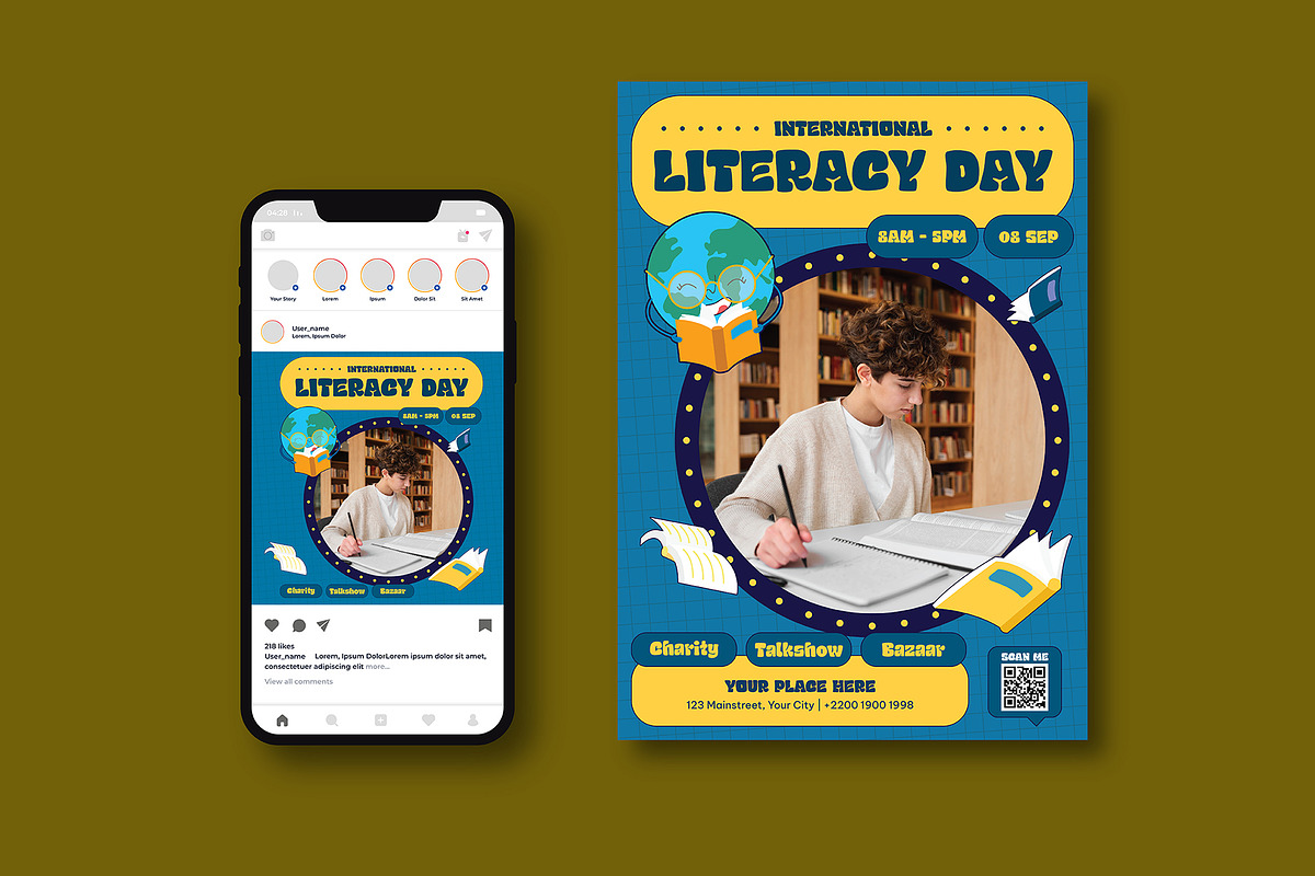 World Literacy Day Flyer, a Flyer Template by iDoodle Studio