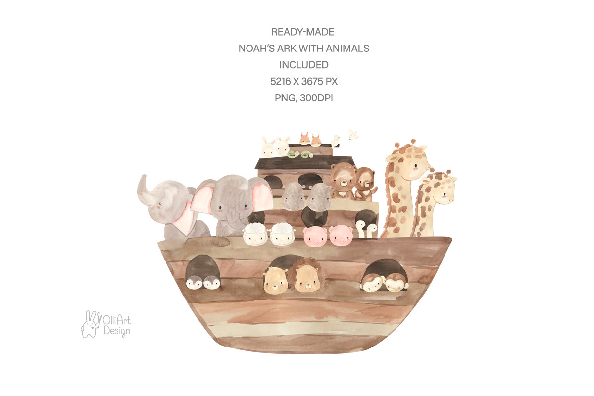 NOAH’S ARK. Watercolor, an Animal Illustration by OlliArtDesign (Photo 4 of 7)