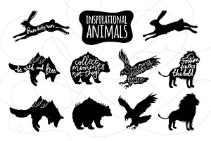 Vintage animal set with quotations