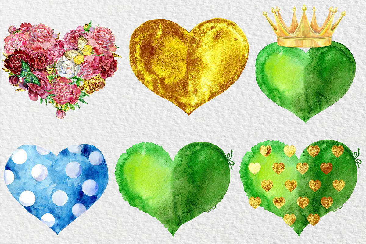 Watercolor hearts, an Object Illustration by Watercolor fantasy (Photo 2 of 5)