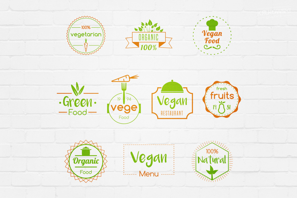 Vegan Food Badges Logos, a Branding & Logo Template by Krukowski Graphics (Photo 3 of 5)