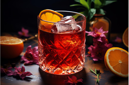 Refreshing negroni cocktail with, a Food & Drink Photo by Ylivdesign