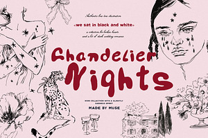 Chandelier Nights Fine Art Clipart, a Decorative Illustration by Muse Artist