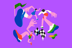 Purple Flat Running Illustration, a Sport Illustration by graphicook