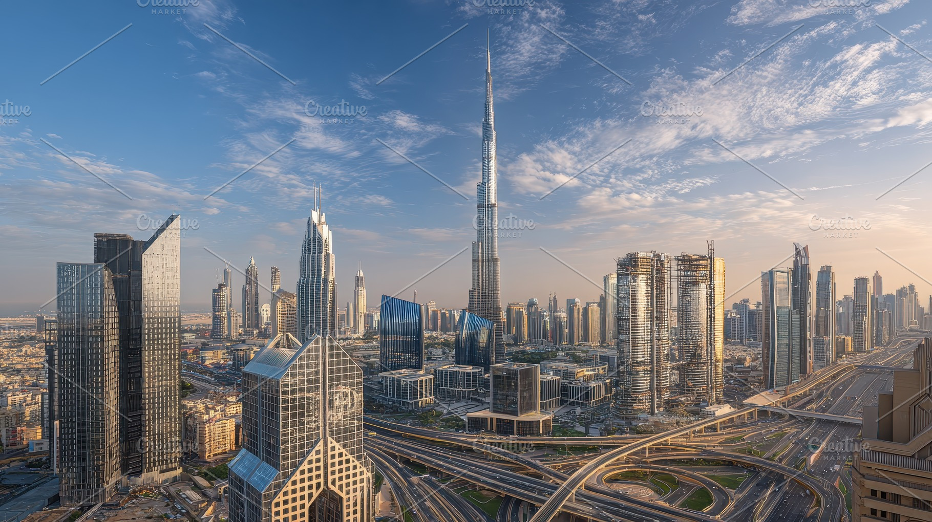 Dubai Skyline Burj Khalifa Stunning, a Photo by Pixeness Studio