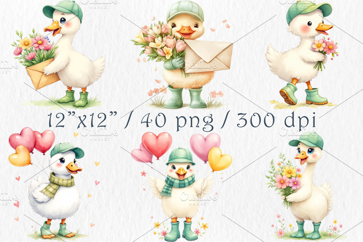 Spring Silly Goose Clipart, 40 png, an Animal Illustration by GalaDesign03 (Photo 2 of 6)