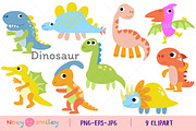 Dinosaur Cartoon Flat Clipart, Dino, an Animal Illustration by Noey smiley (Thumbnail 1 of 6)