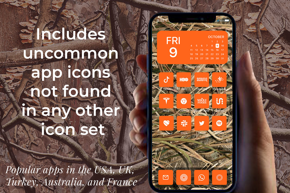 1200 Hunting Orange & Camo iOS Icons, an Icon by A Good Design Studio (Photo 2 of 7)