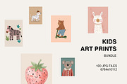 Kids Art Prints 100 Bundle, a Background Graphic by Tomasz Ganclerz (Thumbnail 1 of 8)