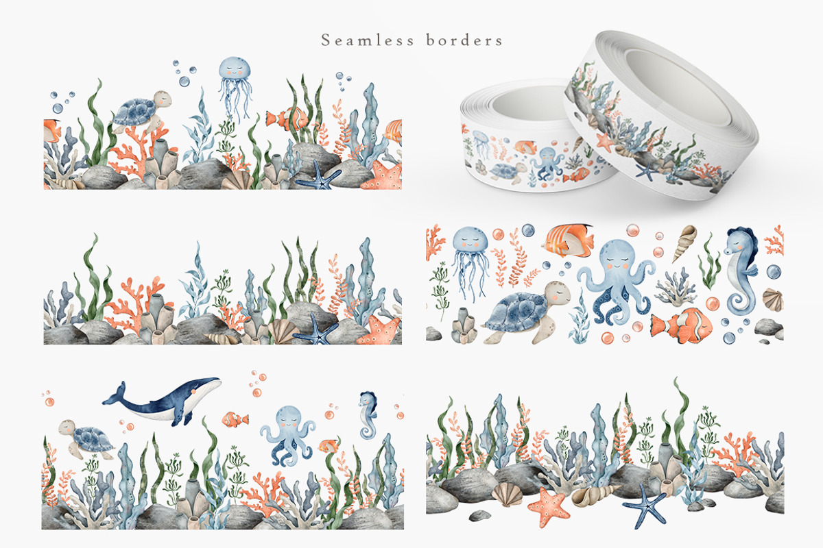 Under the sea Watercolor clipart, an Animal Illustration by Daryartsy (Photo 5 of 7)