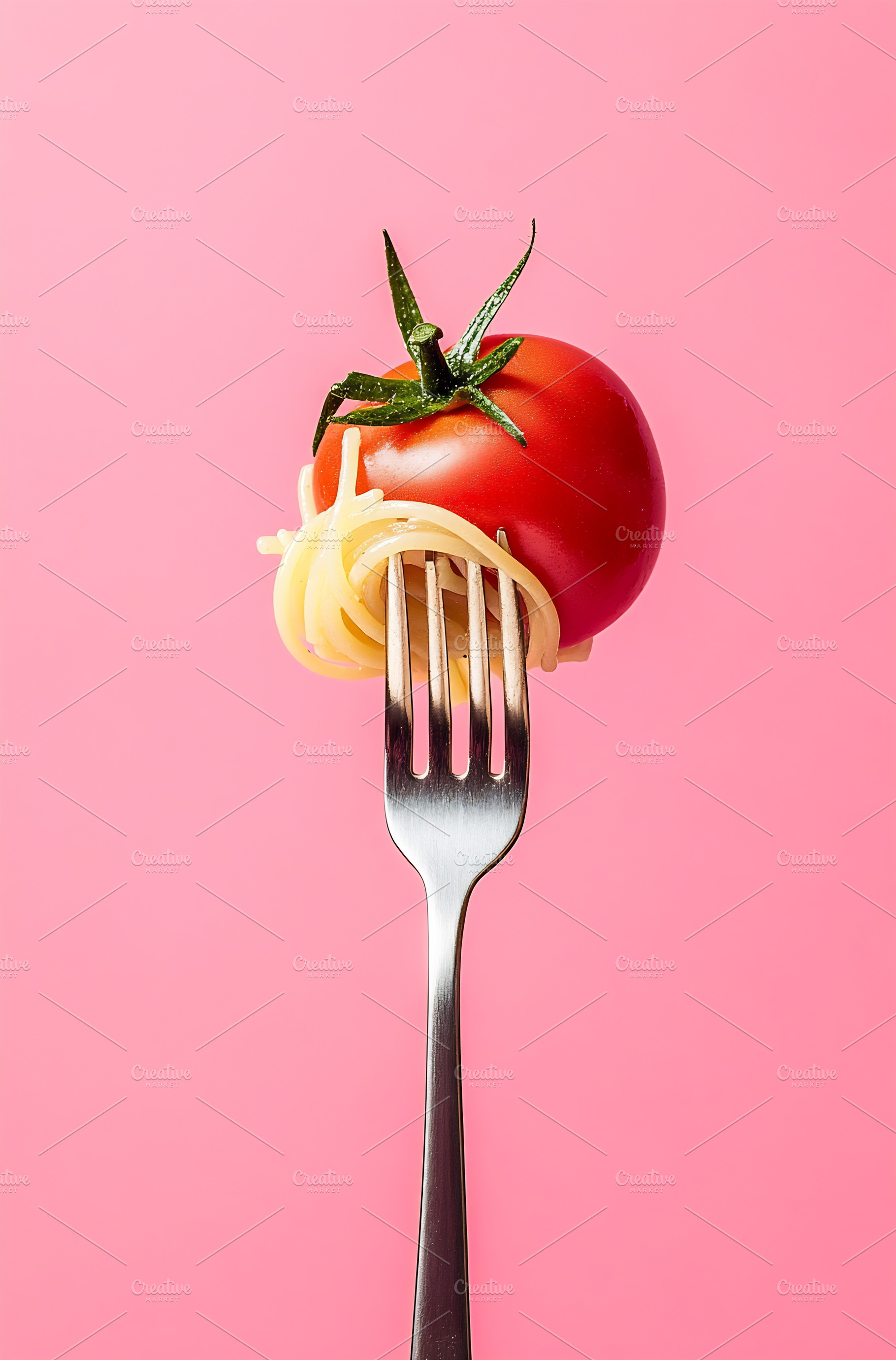 Delicious tomato and pasta on fork, a Photo by Beautiful things