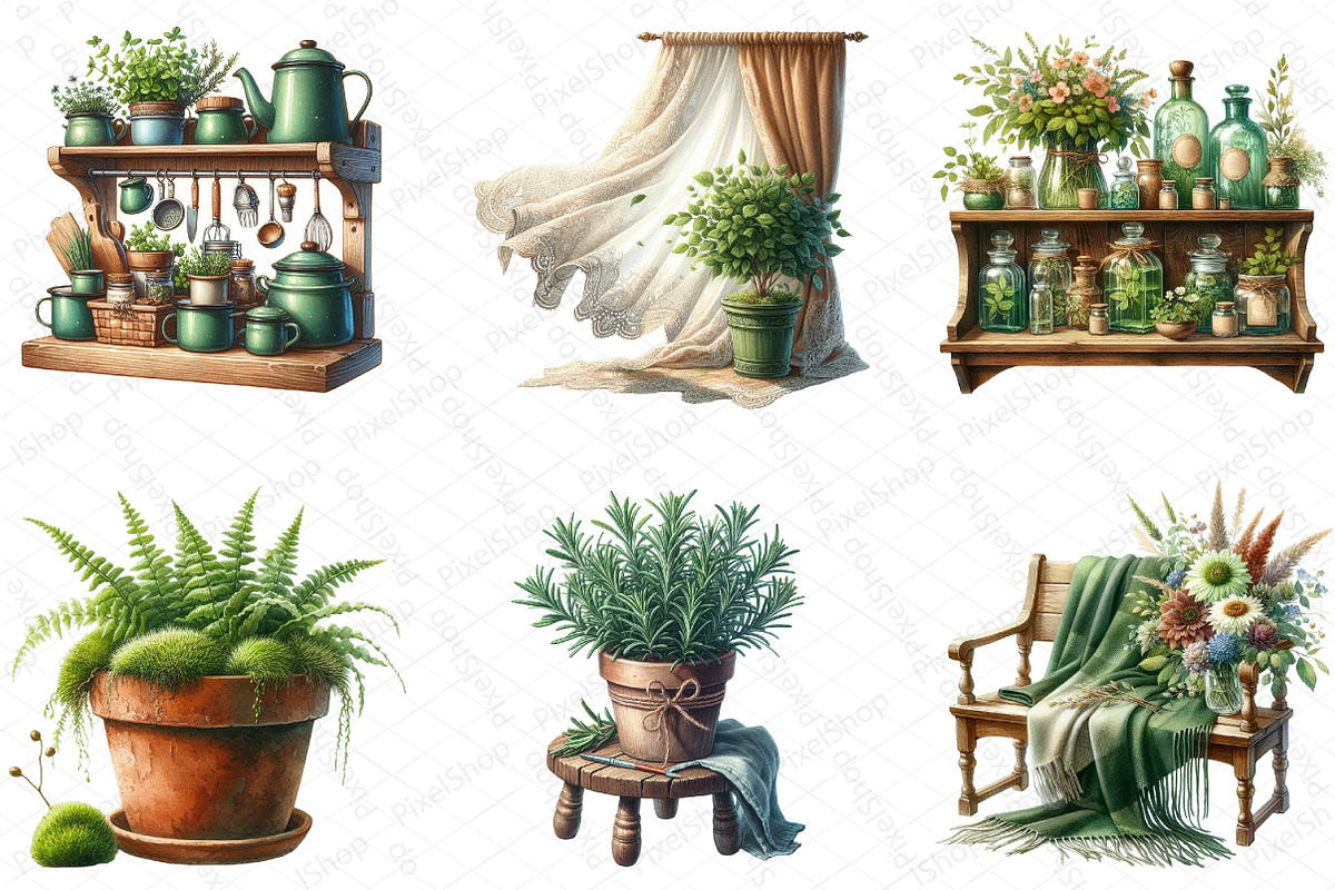 Green Summer Cottagecore Clipart, an Illustration by DreamPrint404 (Photo 2 of 6)