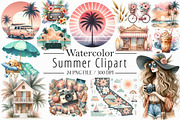 Watercolor Summer Clipart, an Illustration by Libby Wishes (Thumbnail 1 of 5)