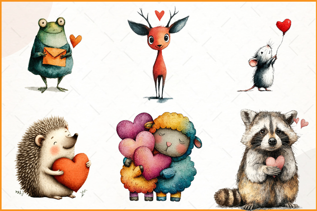 Animals Valentine Day Clipart, an Illustration by Watercolor design (Photo 3 of 9)