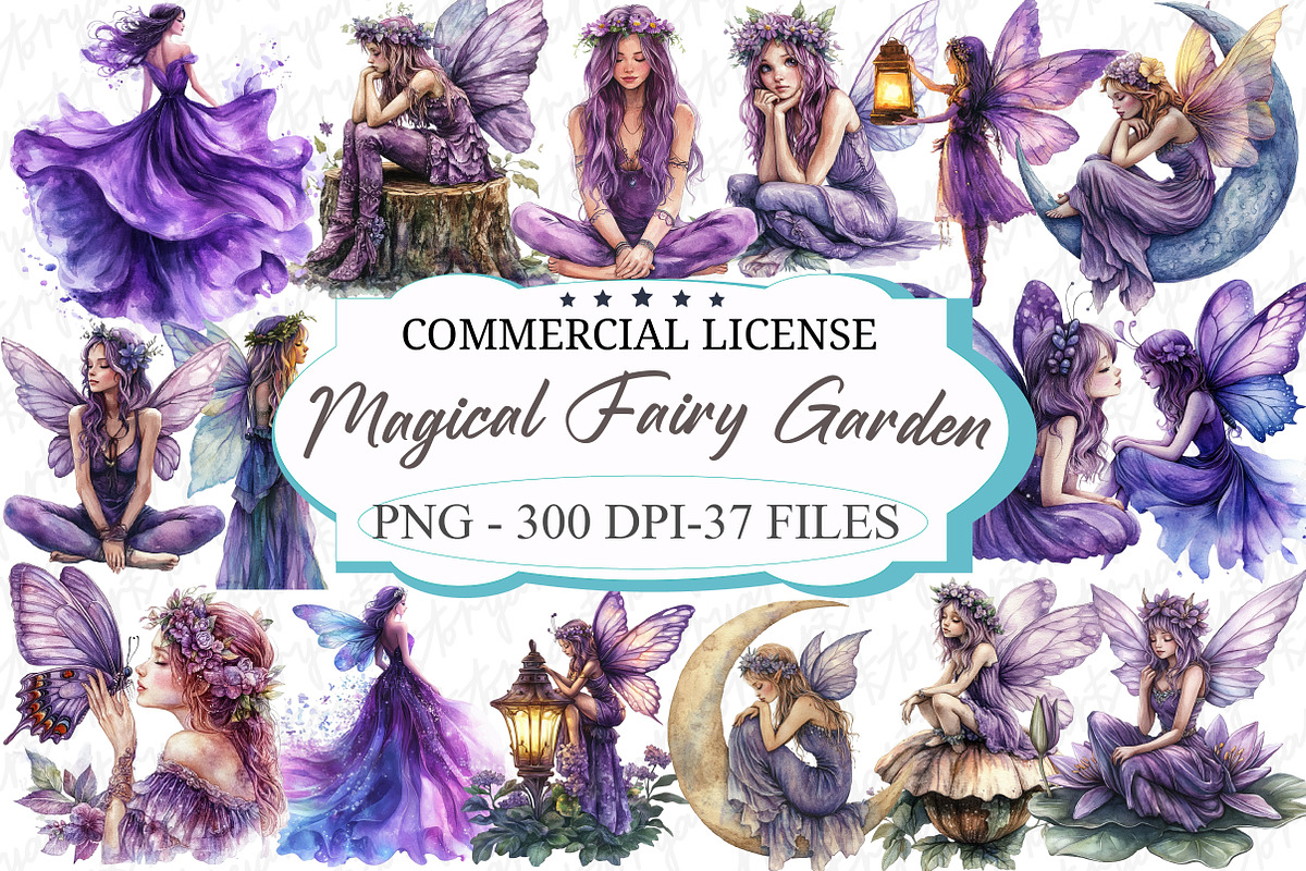 Watercolor Magical Fairy Garden Clip, an Illustration by designcity5 (Photo 1 of 5)