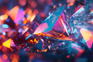 Abstract Glass Prisms with Cool Blue and Soft Orange Reflections, an Abstract Photo by Natalia Klenova's Shop