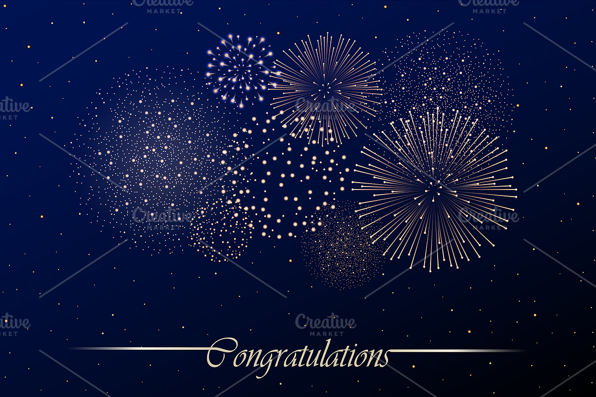 Firework show on night sky, an Illustration by PhotoVector
