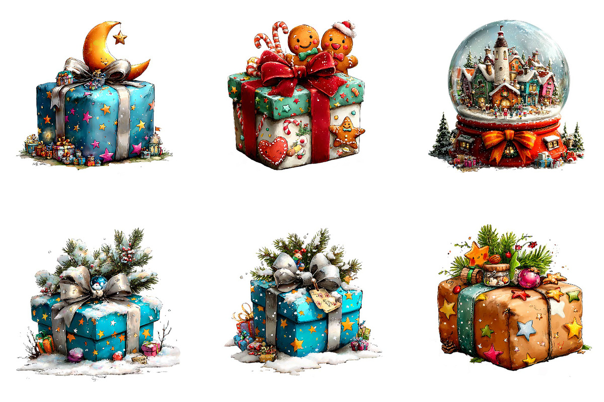 Whimsical Christmas Presents Clipart, a Seasonal Illustration by fashionaddict (Photo 3 of 4)