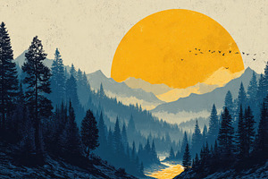 Majestic Mountain Landscape Golden S, a Photo by Pixeness Studio