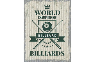 Billiard poster. retro placard, a Sport Illustration by Onyx