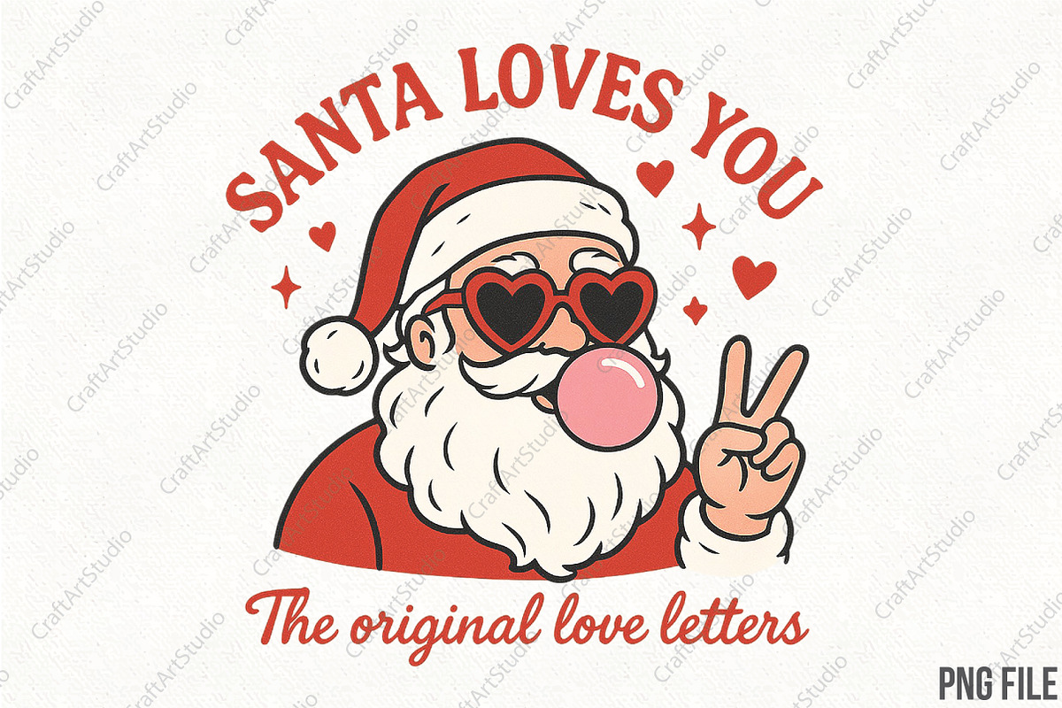 Christmas Santa Loves You PNG, an Illustration by CraftArtStudio (Photo 1 of 4)
