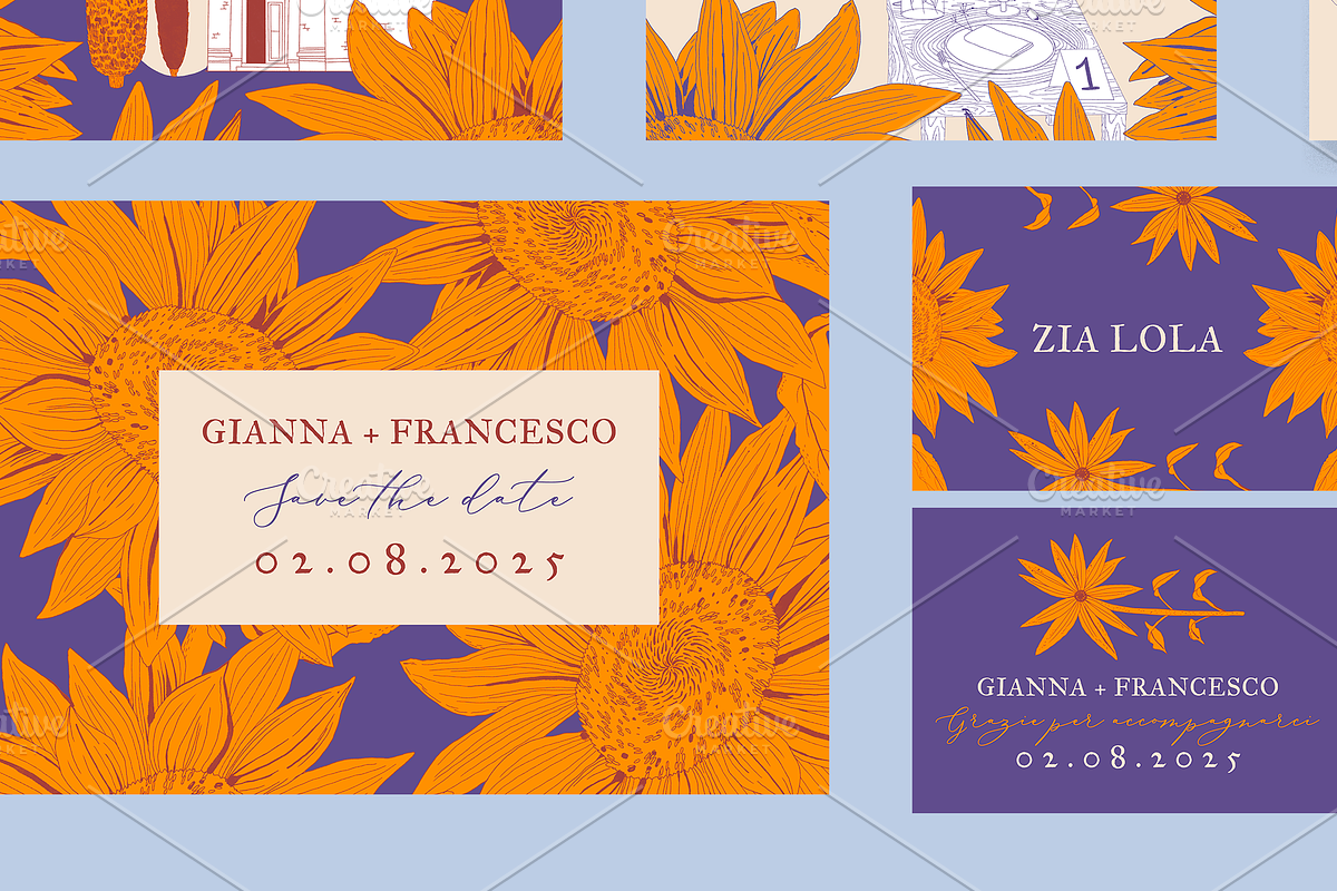 Wedding Stationery set Girasoli, an Invitation Template by Mente Volante Studio (Photo 5 of 5)